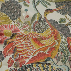 レトロな鶴の模様 花柄 植物柄 ジャカード生地 [3557] 8枚目の画像
