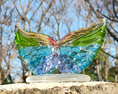 ガラス工芸品　ガラスアート　アートオブジェ　クラフト　透明な風景　ブルー ガラス工芸品ガラスアートアートオブジェクラフト透明な風景ブルー