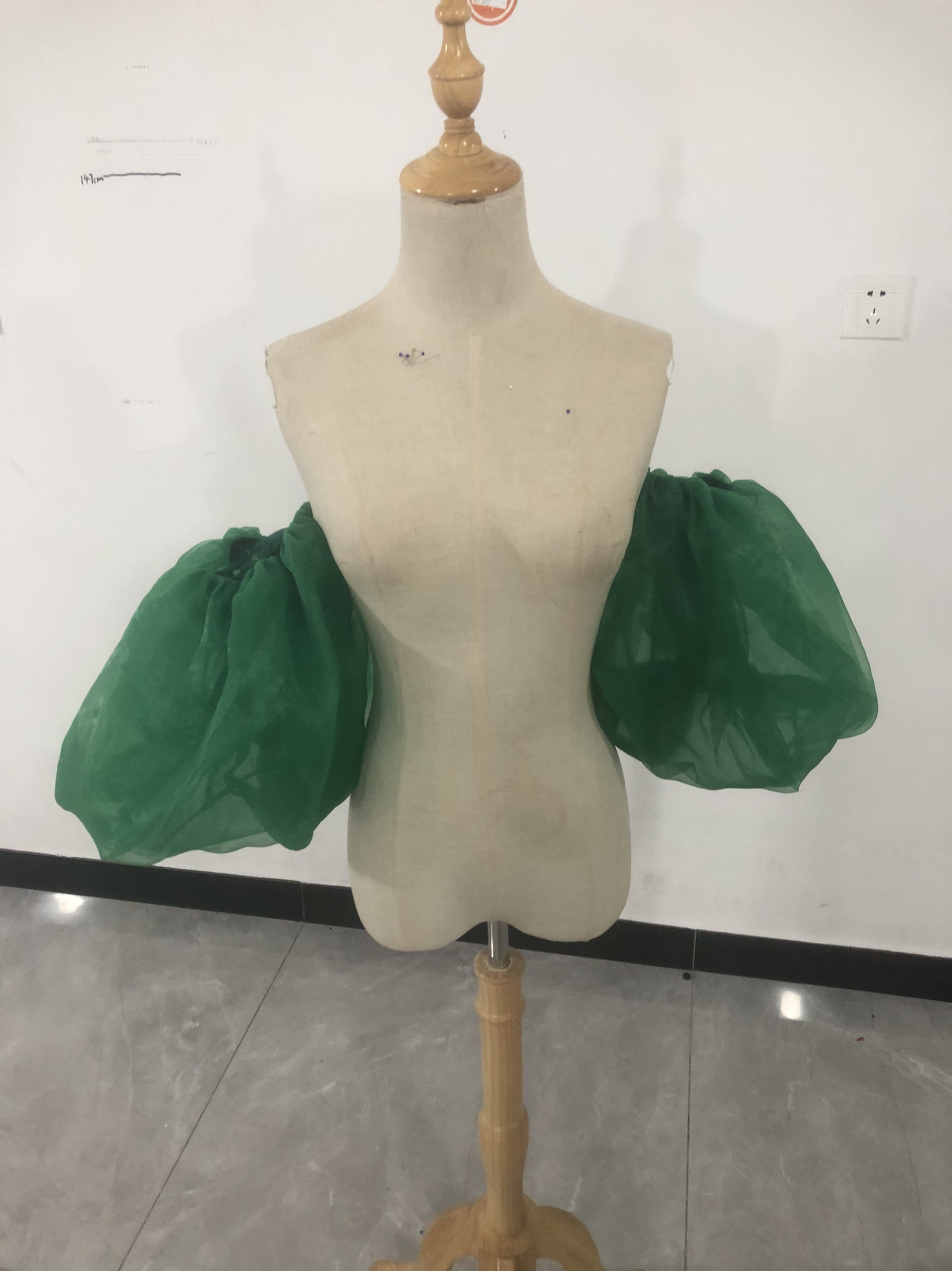 大人気上昇 取り外し袖 ブルー ショルダーの付け袖 パフスリーブ オーダー可能