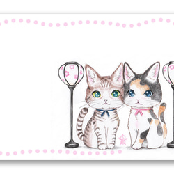 ひな祭り猫さんイラストポストカード・5枚セット 1枚目の画像