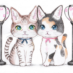 ひな祭り猫さんイラストポストカード・5枚セット 3枚目の画像