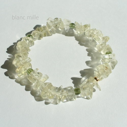 No.1824○*モルダバイト＆リビアングラスさざれ＆K18ビーズ デザイン