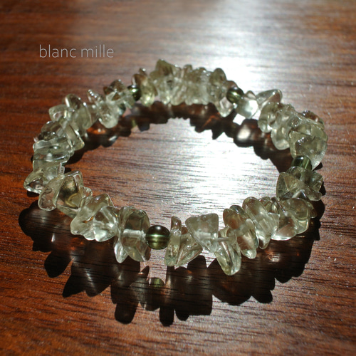 No.1824○*モルダバイト＆リビアングラスさざれ＆K18ビーズ デザイン