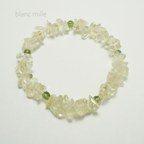 No.1824○*モルダバイト＆リビアングラスさざれ＆K18ビーズ デザイン