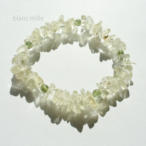 No.1824○*モルダバイト＆リビアングラスさざれ＆K18ビーズ デザイン