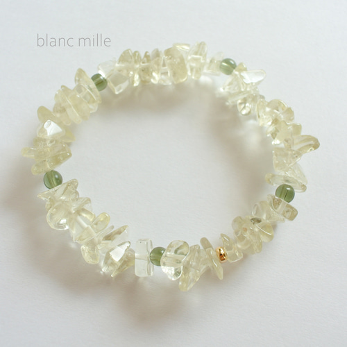 No.1824○*モルダバイト＆リビアングラスさざれ＆K18ビーズ デザイン