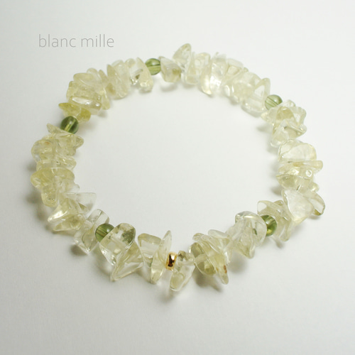 No.1824○*モルダバイト＆リビアングラスさざれ＆K18ビーズ デザイン