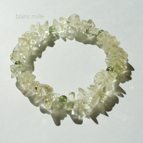 No.1824○*モルダバイト＆リビアングラスさざれ＆K18ビーズ デザイン