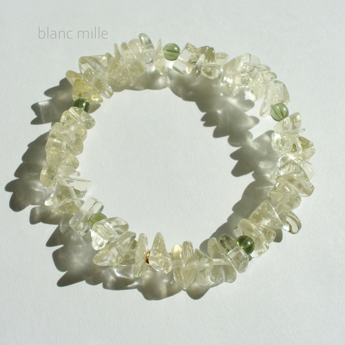 No.1824○*モルダバイト＆リビアングラスさざれ＆K18ビーズ デザイン