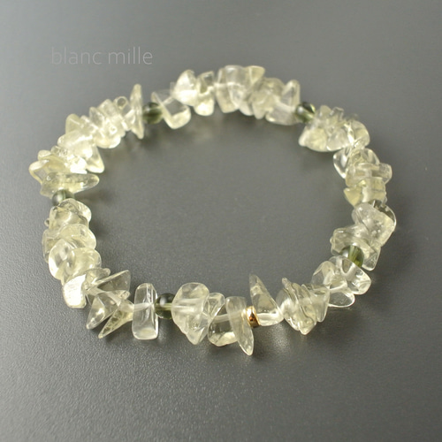 No.1824○*モルダバイト＆リビアングラスさざれ＆K18ビーズ デザイン