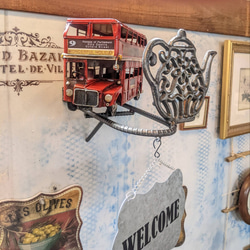 ロンドンバス カフェ 喫茶店 壁掛け看板 紅茶 #アンティーク #サイン