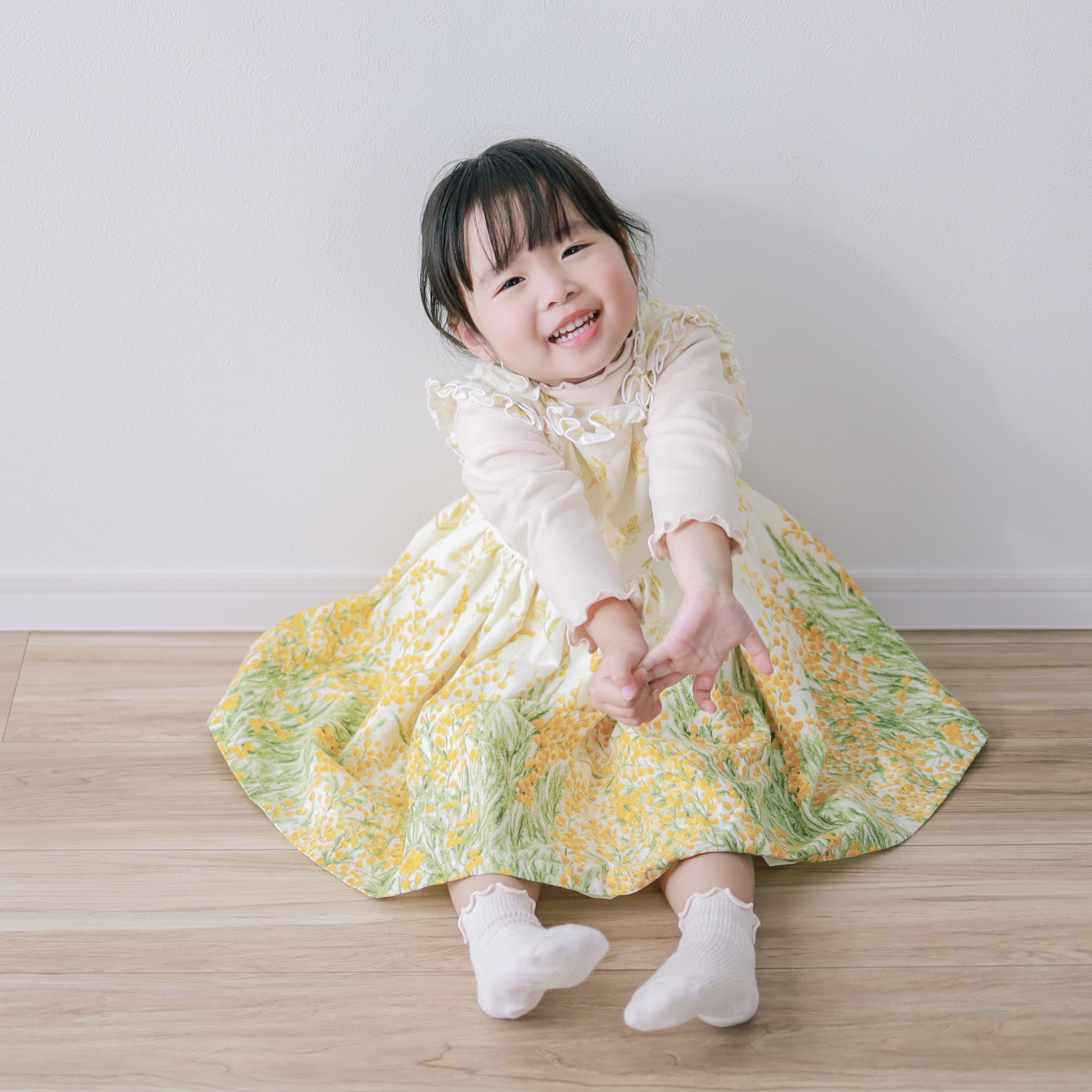 【2026年3月まで】Girls ミモザのフリルワンピース/mimosa/お揃い/春