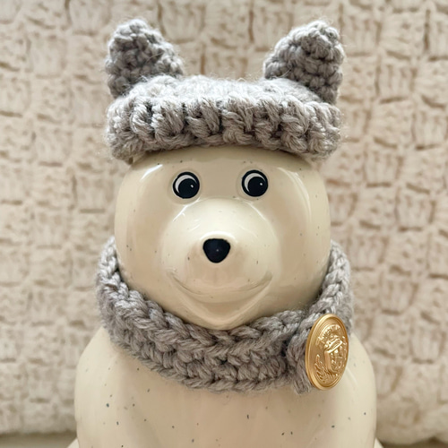 しろくま貯金箱 しろくま君の冬支度☃・.｡* ベレー帽とスヌード
