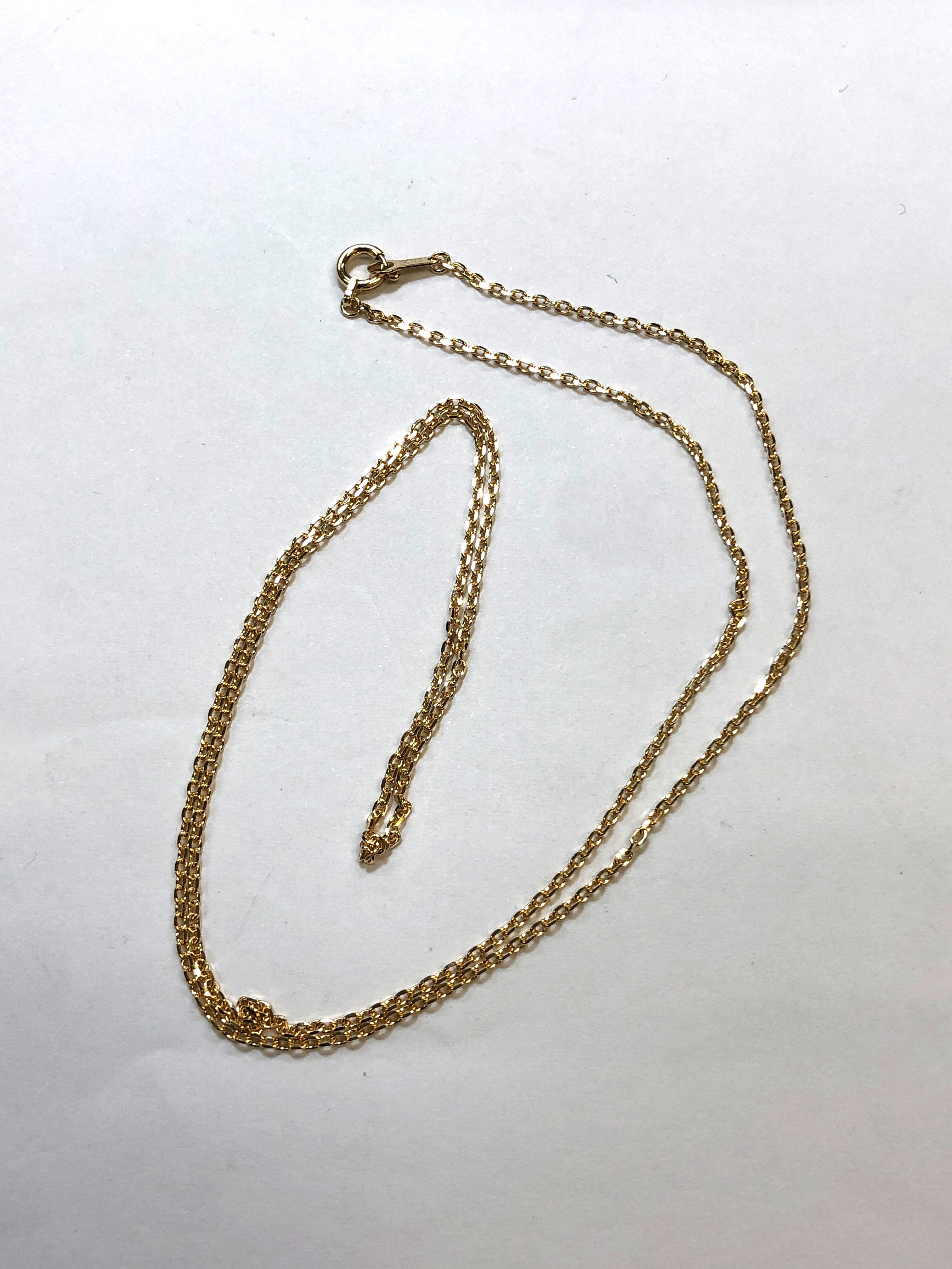 K18イエローゴールド 1.3mm幅 カットアズキネックレス 50cm 18金