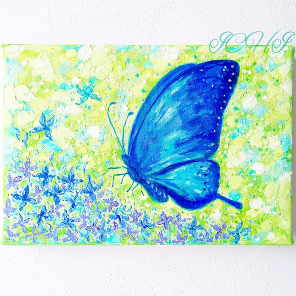 油絵　Blue butterfly 4枚目の画像