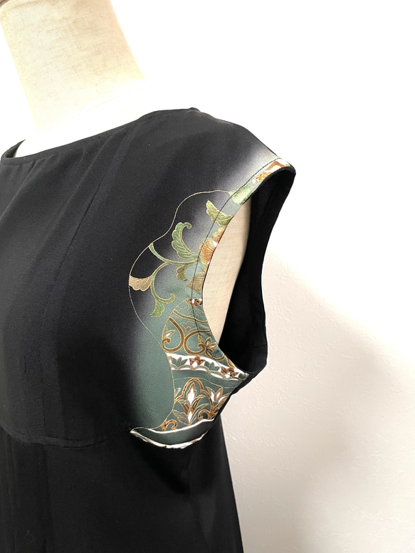 送料無料 着物 リメイク 留袖  螺鈿細工 正絹 シルク ロングドレス ストール 華やか ハンドメイド 4枚目の画像