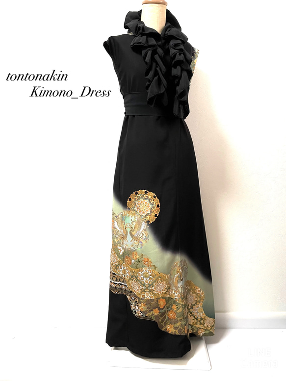 送料無料 着物 リメイク 留袖 螺鈿細工 正絹 シルク ロング