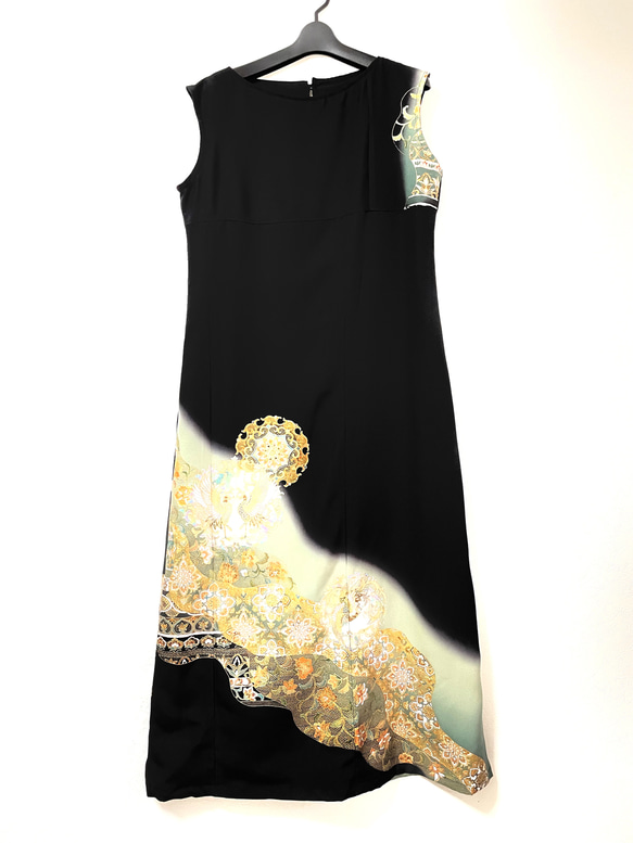 送料無料 着物 リメイク 留袖  螺鈿細工 正絹 シルク ロングドレス ストール 華やか ハンドメイド 3枚目の画像
