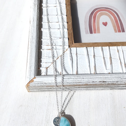 ❁Simple larimar＆moon necklace silver925❁ハイクラスラリマー 6枚目の画像