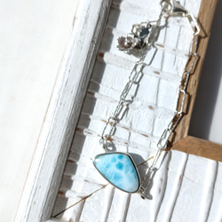 ❁Blue larimar＆flower bracelet silver925❁ハイクオリティラリマー 4枚目の画像