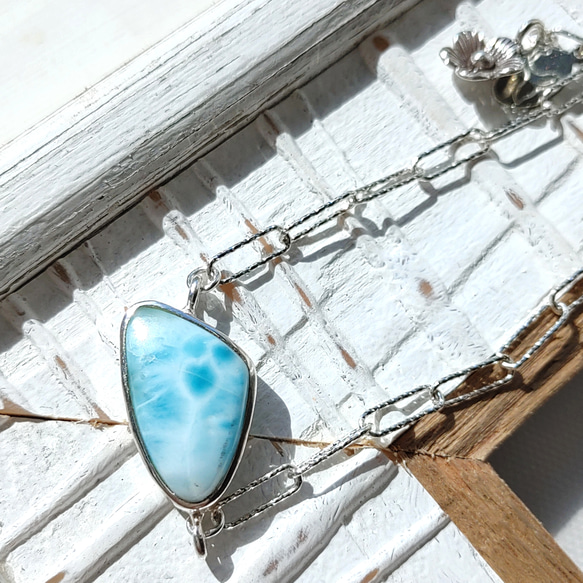 ❁Blue larimar＆flower bracelet silver925❁ハイクオリティラリマー 8枚目の画像