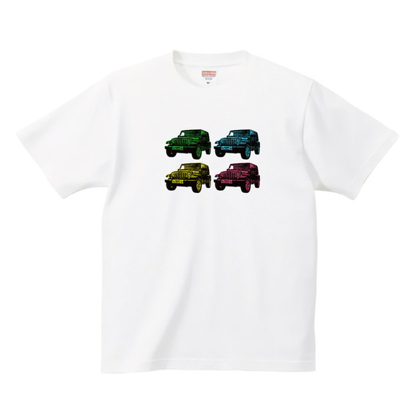 ジープ jeep 四駆 Tシャツ 4台 イラスト 写真 印刷 【名入れOK】 プリント tシャツ かわいい シンプル 2枚目の画像