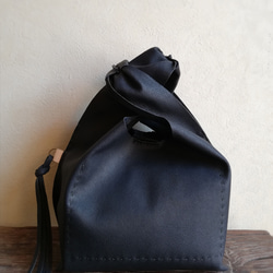 my Bag -mini-　黒色✗生成り色　ピッグスキンレザー 13枚目の画像