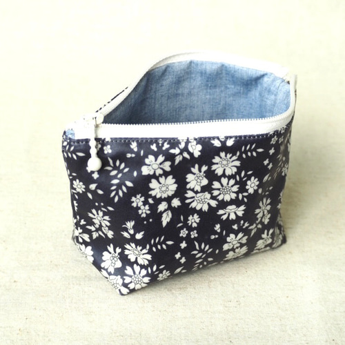 リバティラミネートポーチ 裏地付き 14cmファスナー ポーチ