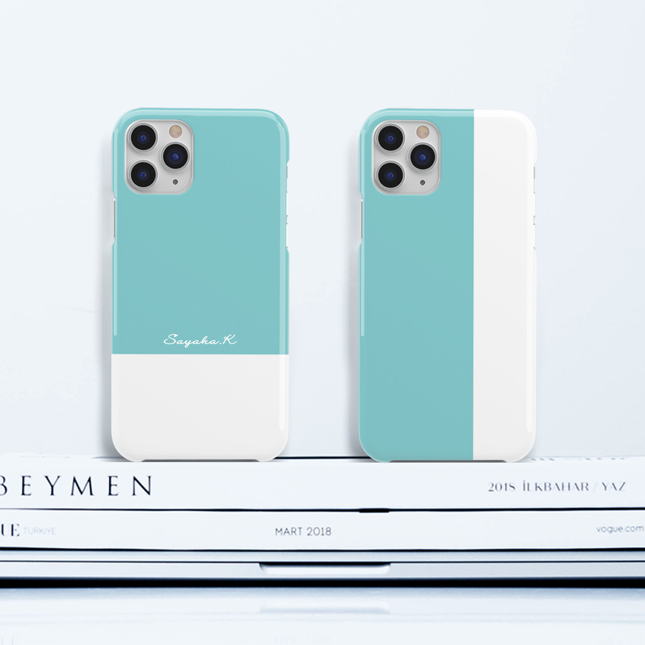 新作☆ターコイズブルーハートに名前が入れられるスマホケース Big Heart♡ターコイズブルー 名入れ/iPhoneケース/Xperia