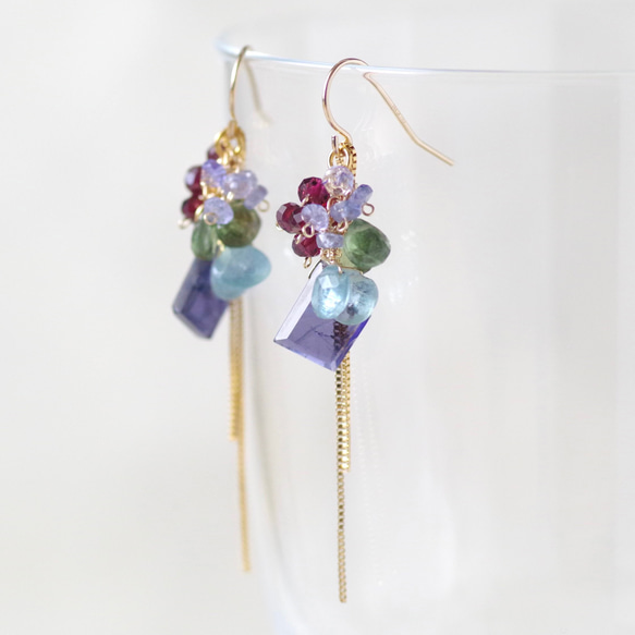 Kaya様専用◇一点物✧パープルアゲート×アイオライトピアス✧14kgf