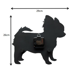 チワワ 置時計スタンド付き壁掛け時計 白模様 静音時計 5枚目の画像