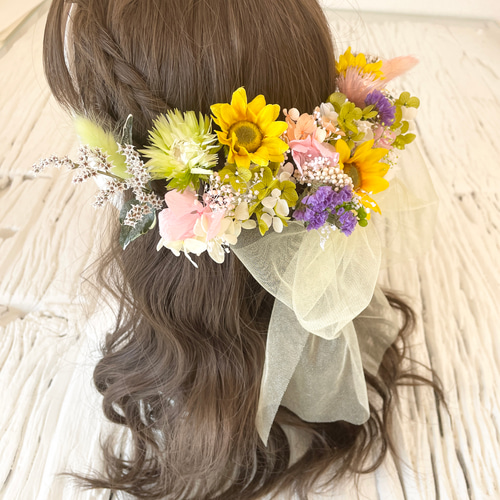 イエロー ひまわり 髪飾り ヘッドドレス ヘッドドレス イエロー ひまわり 髪飾り ヘッドドレス ヘッドドレス
