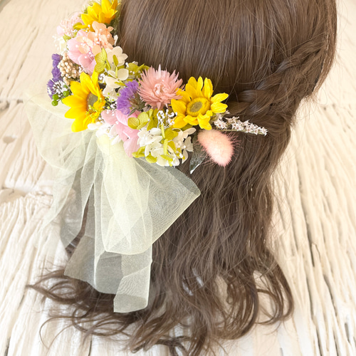 イエロー ひまわり 髪飾り ヘッドドレス ヘッドドレス イエロー ひまわり 髪飾り ヘッドドレス ヘッドドレス