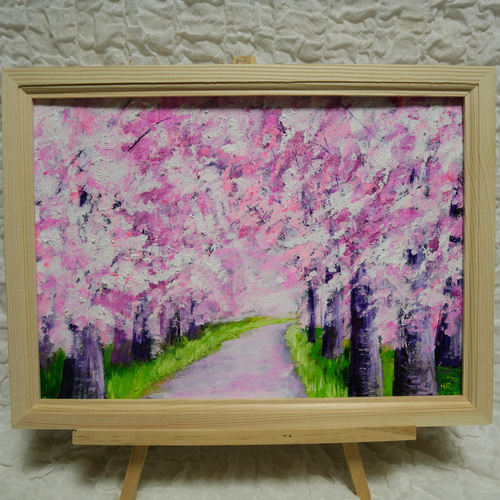 油絵 絵画 【桜のトンネル】 絵画 HR 通販 15467818｜Creema