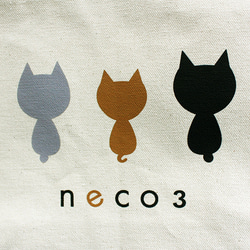 neco3シリーズ　キャンバスランチトートバッグ（ナチュラル）　ランチバッグ　ミニトート　ネコ 6枚目の画像