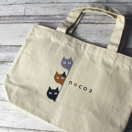 neco3シリーズ「ネコは見た」キャンバスランチトートバッグ