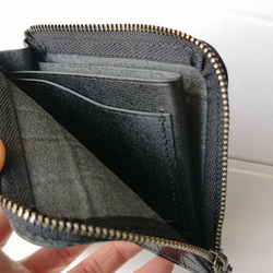 栃木レザーシリーズ☆本革のコンパクト財布 クロコ型押しモデルBlack 6枚目の画像