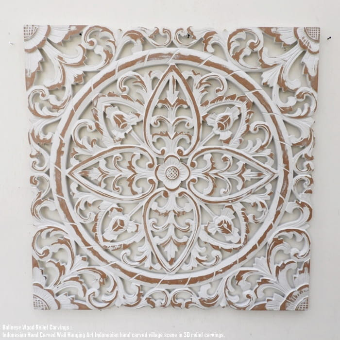 レリーフ 60cmx60cm 四角 正方形 [2] WW アートパネル 木彫り フレーム 彫刻アート 欄間 壁掛け 飾り