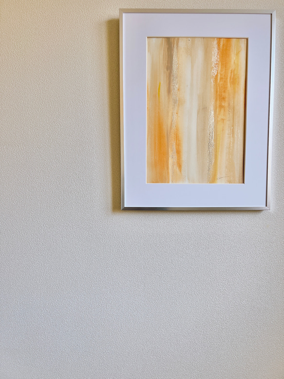 絵画 アート　抽象画 　現代アート　ゴールド　華やか　オレンジ　テラコッタ　黄色　イエロー　額縁　油絵 8枚目の画像