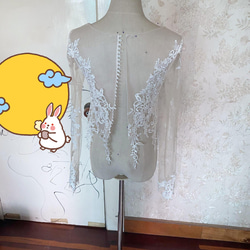 波列羅內搭婚紗 精緻蕾絲 米白色 長袖 新娘/婚禮/招待會 第3張的照片