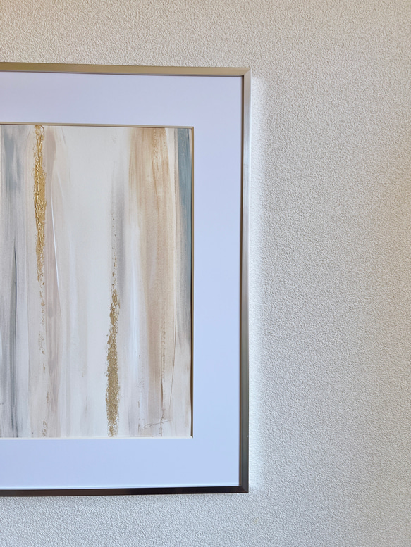 絵画 アート　抽象画 　現代アート　ゴールド　華やか　オレンジ　テラコッタ　黄色　イエロー　額縁　油絵 