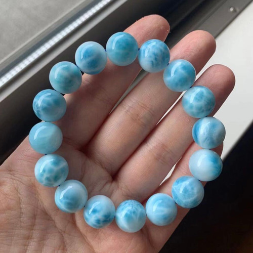 天然】ラリマー ブレスレット 12.9mm $ ブレスレット Worldstone/購入