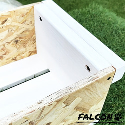 [工房FALCON] OSB木箱(大) ホワイトカラーver. 6枚目の画像