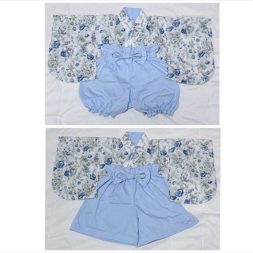 SALE】ベビー袴 ハンドメイド ベビー着物 ピンク 白花束 赤