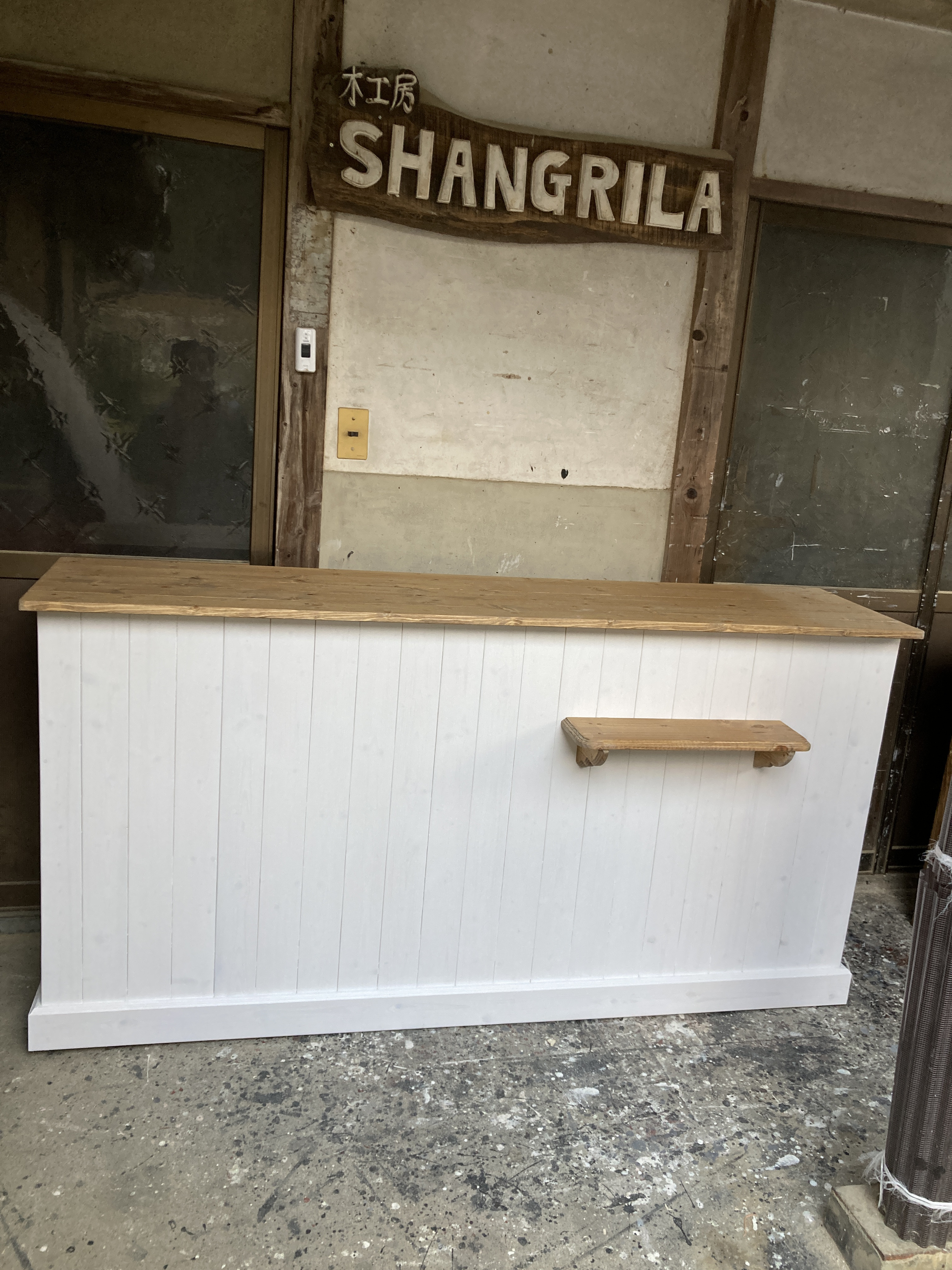 受注製作【ホワイトツートン☆北欧】☆受付カウンターテーブル　レジカウンター1500☆；棚なし