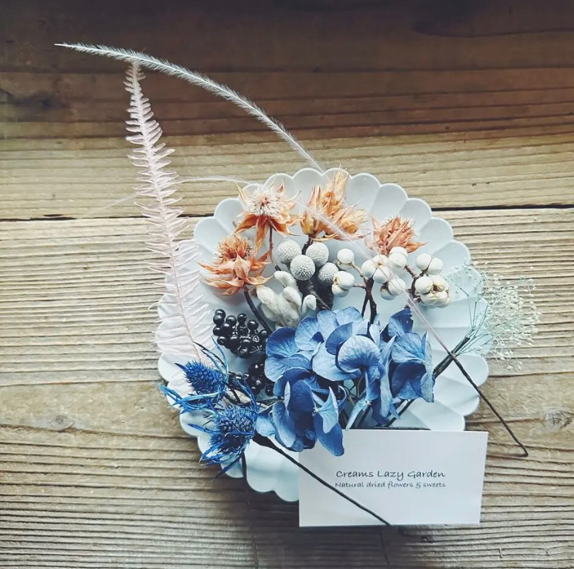 71 Dried flowers head dress / blue & pink ヘッドドレス ブルー&ピンク