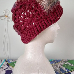 スーパーイマジネーションという糸に、花モチーフを編みつけた、帽子～～！！Ａ 5枚目の画像