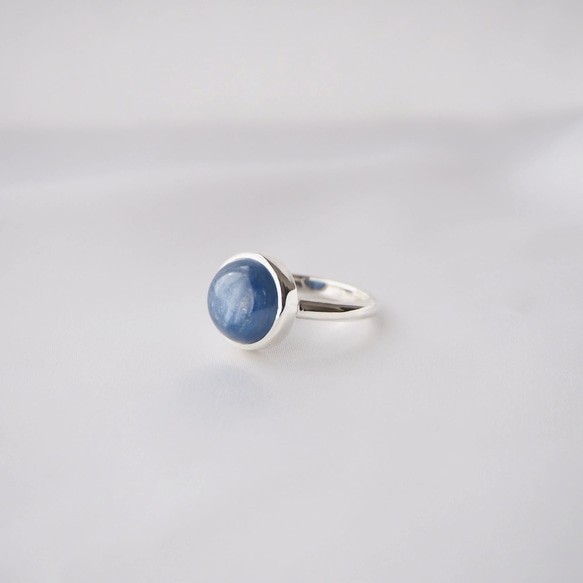 ハンドメイド　彫金リング　天然石　カイヤナイト リング　指輪 Kyanite ring -カイヤナイト 彫金 天然石リング アクセサリー シンプル