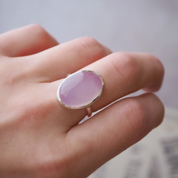 Pink purple chalcedony ring -桜 ピンクパープルカルセドニー カルセドニー 春 重ね付け- 7枚目の画像