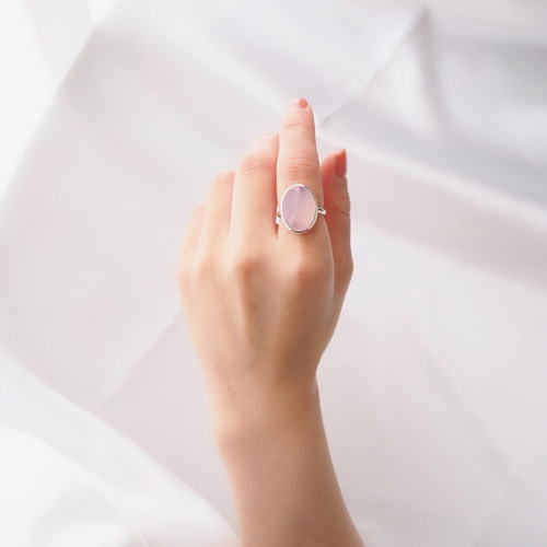 Pink purple chalcedony ring -桜 ピンクパープルカルセドニー